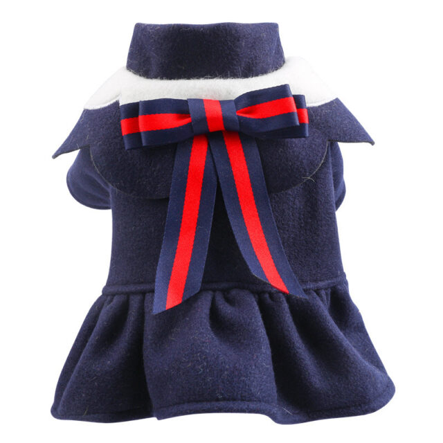 Autumn & Winter Woolen Pet Outfit – British Student Style for Dogs & Cats - Image 4