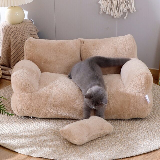 Luxury Plush Cat Bed – Warm Sofa Nest for Small Pets - Image 2