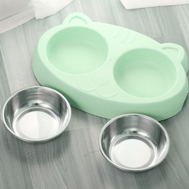 Double Dog Bowl Set – Stainless Steel Food & Water Feeder with Non-Slip Base - Image 3