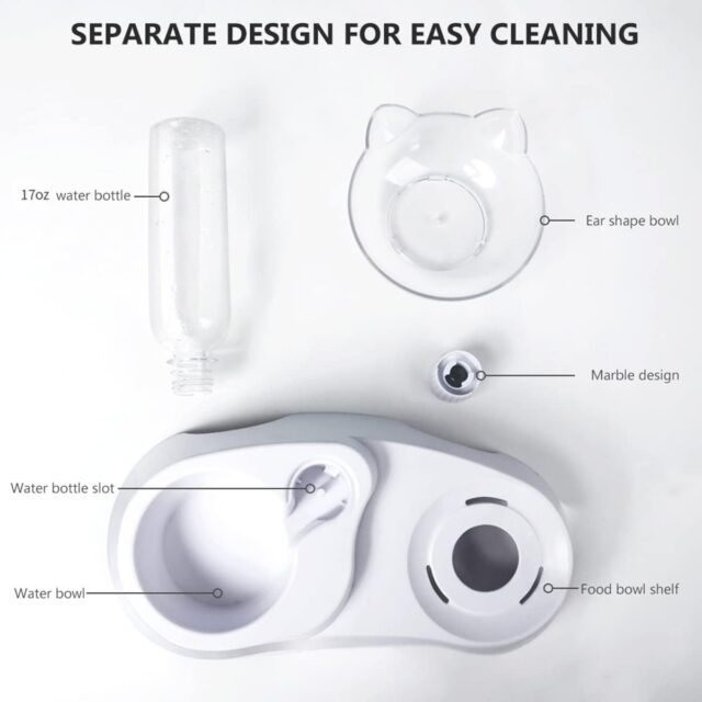 Tilted Pet Bowl Set – Dual Food & Auto Water Bottle for Cats/Dogs - Image 7