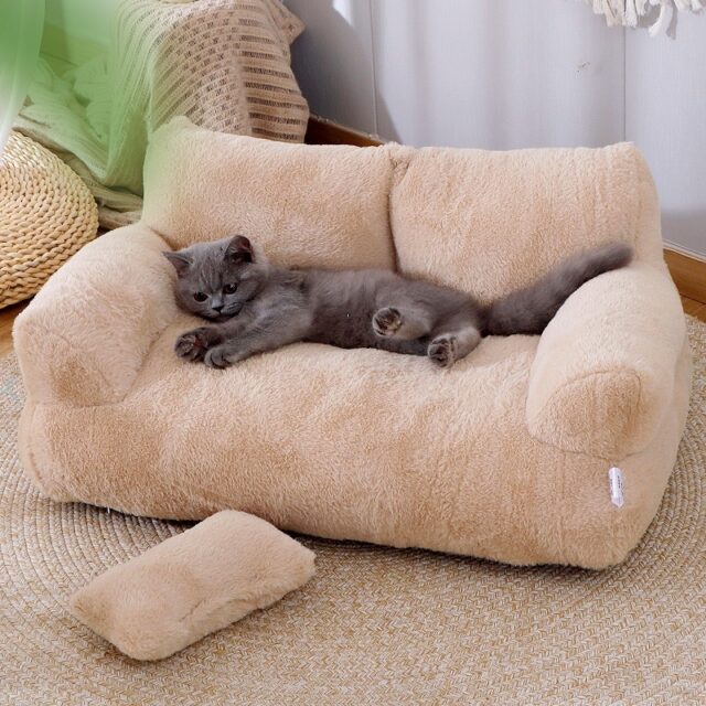 Luxury Plush Cat Bed – Warm Sofa Nest for Small Pets - Image 8