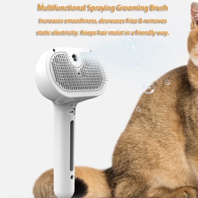 Self-Cleaning Pet Comb – Hair Remover & Dematting Brush with Mist Humidifier - Image 2