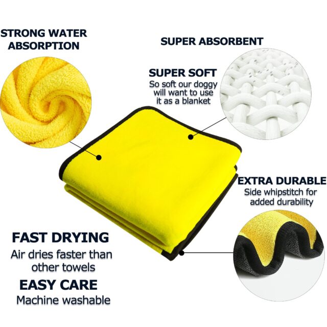Super Absorbent Quick-Dry Pet Towel – Soft Microfiber for Dogs & Cats (Yellow) - Image 10