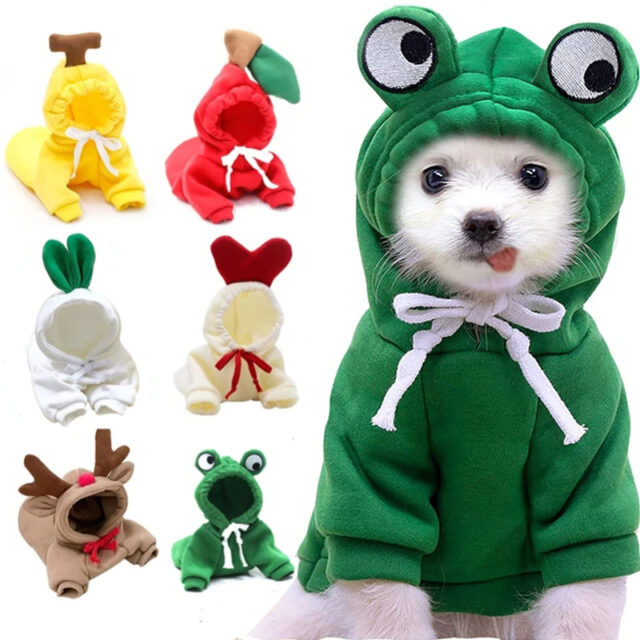 Fruit-Themed Dog Hoodie – Winter Fleece Coat for Small Breeds