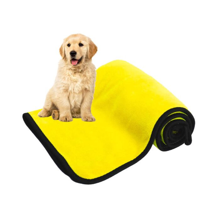 Super Absorbent Quick-Dry Pet Towel – Soft Microfiber for Dogs & Cats (Yellow) - Image 2