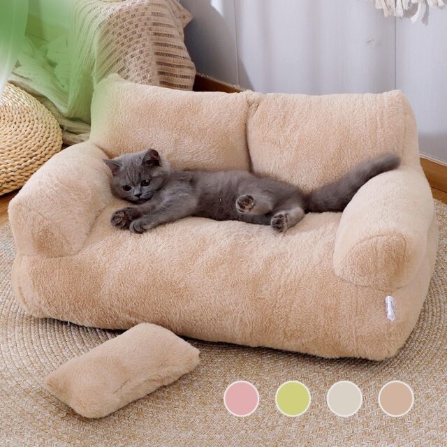 Luxury Plush Cat Bed – Warm Sofa Nest for Small Pets