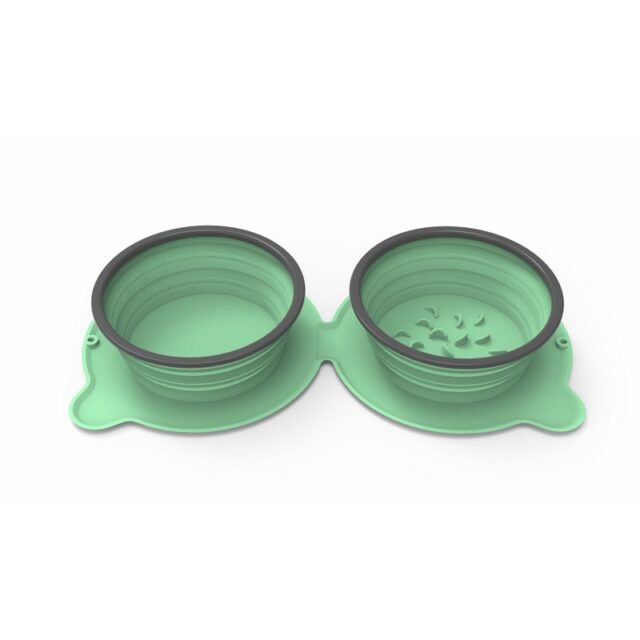 Portable Double Silicone Pet Bowl – Foldable Non-Slip Travel Feeder for Dogs & Cats - Image 3
