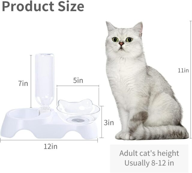 Tilted Pet Bowl Set – Dual Food & Auto Water Bottle for Cats/Dogs - Image 2