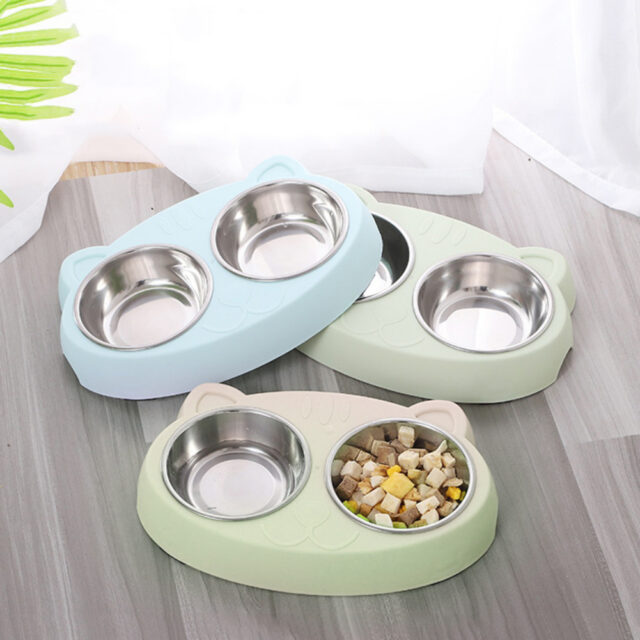Double Dog Bowl Set – Stainless Steel Food & Water Feeder with Non-Slip Base