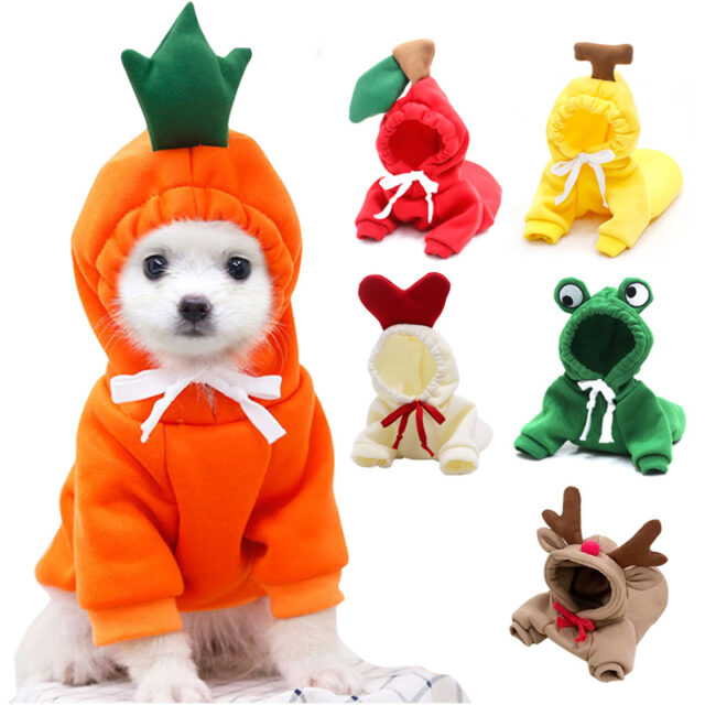 Fruit-Themed Dog Hoodie – Winter Fleece Coat for Small Breeds - Image 4